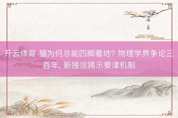 开云体育 猫为何总能四脚着地? 物理学界争论三百年， 新接洽揭示要津机制