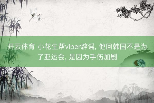 开云体育 小花生帮viper辟谣， 他回韩国不是为了亚运会， 是因为手伤加剧