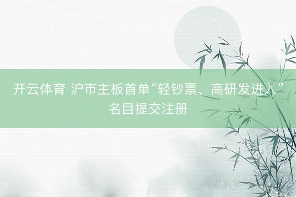 开云体育 沪市主板首单“轻钞票、高研发进入”名目提交注册