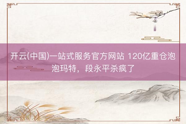 开云(中国)一站式服务官方网站 120亿重仓泡泡玛特，段永平杀疯了