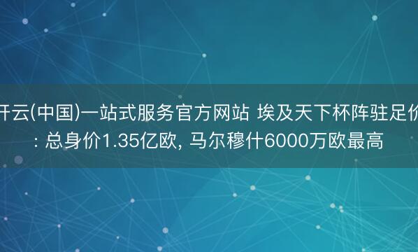 开云(中国)一站式服务官方网站 埃及天下杯阵驻足价: 总身价1.35亿欧， 马尔穆什6000万欧最高