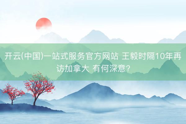 开云(中国)一站式服务官方网站 王毅时隔10年再访加拿大 有何深意?