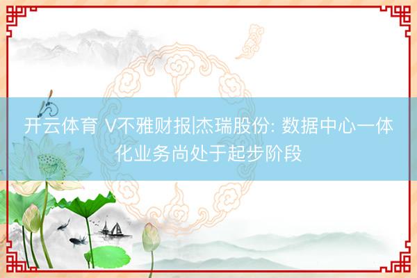 开云体育 V不雅财报|杰瑞股份: 数据中心一体化业务尚处于起步阶段