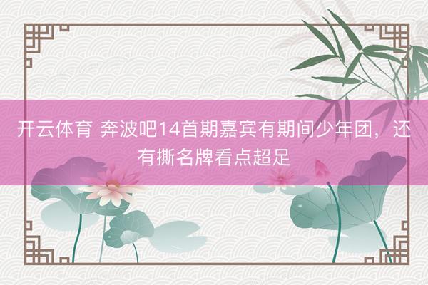 开云体育 奔波吧14首期嘉宾有期间少年团，还有撕名牌看点超足