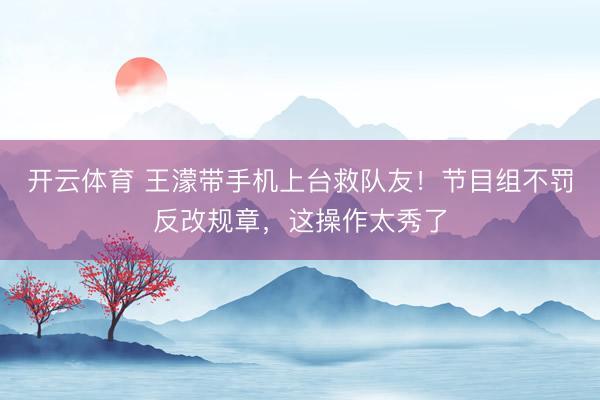 开云体育 王濛带手机上台救队友！节目组不罚反改规章，这操作太秀了